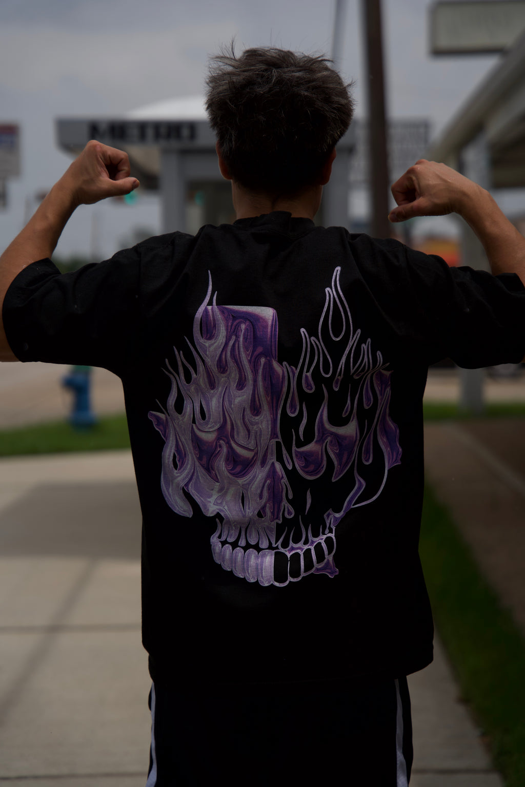 ESE TEXAS SKULL PURPLE CHROME TEE