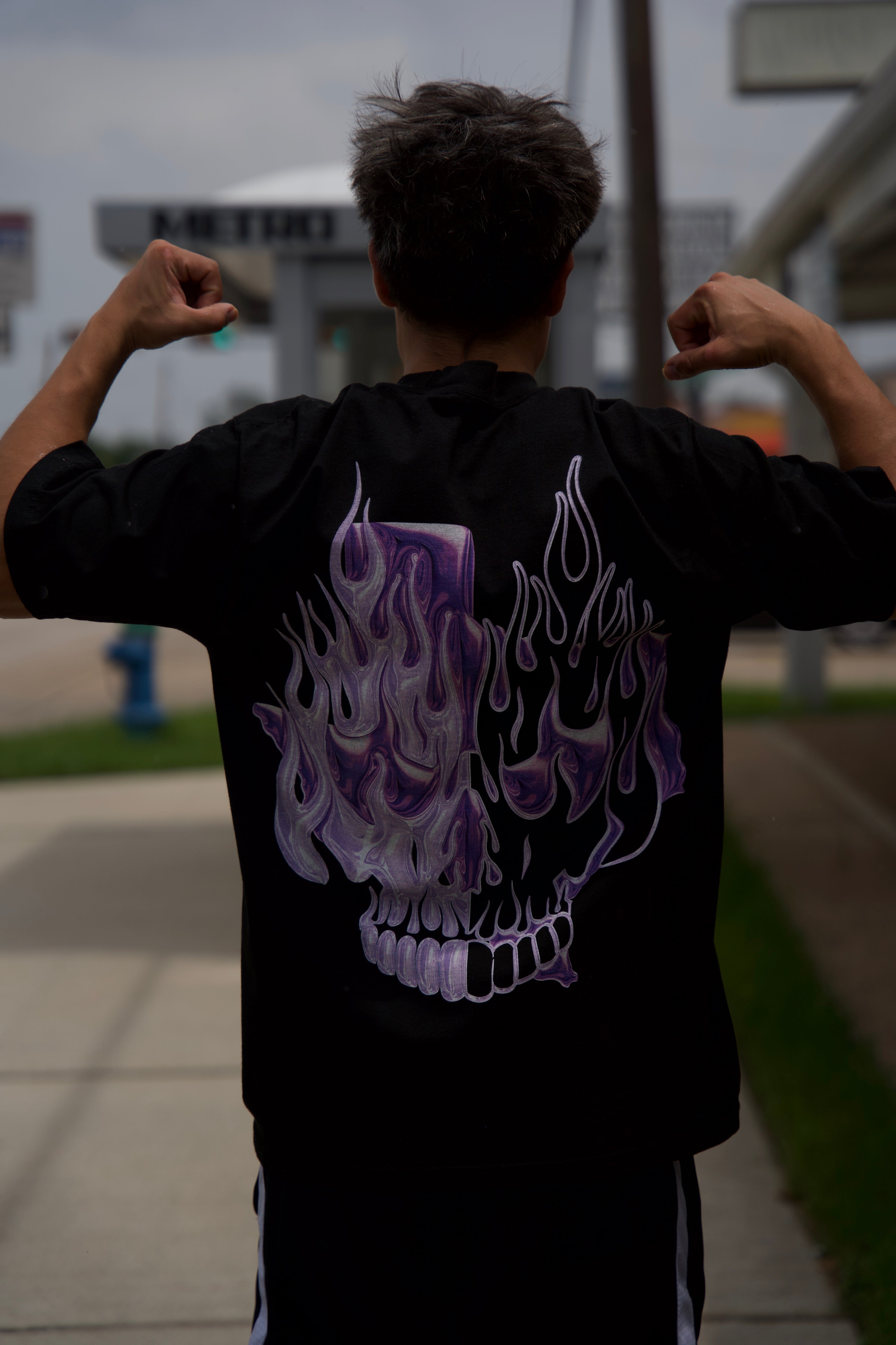 ESE TEXAS SKULL PURPLE CHROME TEE